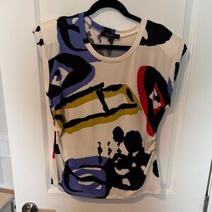 RACHEL Rachel Roy Multicolor Abstract Short Sleeve Top